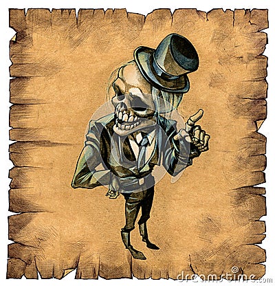 A Drawing Of A Spooky Skeleton Stock Illustration - Image: 57207234