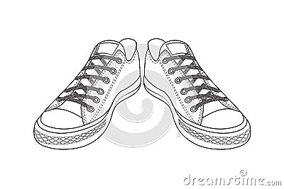 Drawing of sports shoes. youth easy footwear Vector Illustration