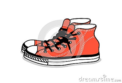 Drawing of sports shoes. youth easy footwear Vector Illustration