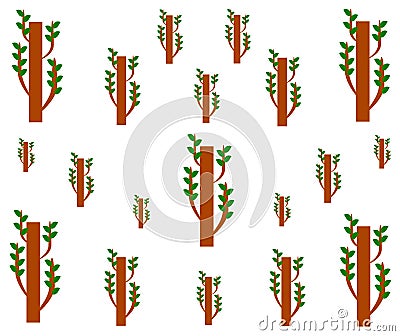 Drawing sprout tree geometric seamless pattern. Vector Illustration