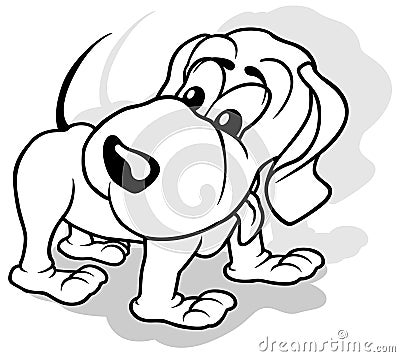 Drawing of a Standing Doggy with its Head Turned and Tongue Sticking Out Vector Illustration