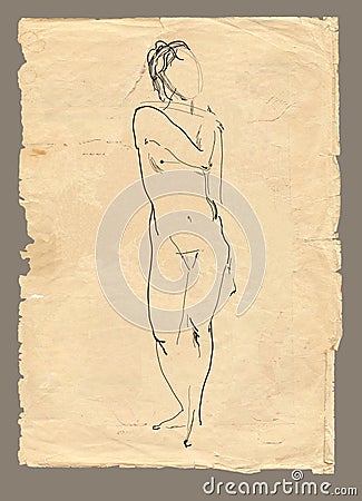 Drawing standing model in oldfashioned style Stock Photo