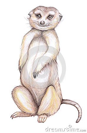 Standing suricate or merkaat illustration Stock Photo