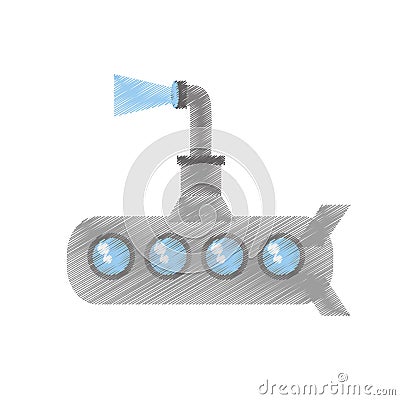 drawing submarine periscope underwater ocean Cartoon Illustration