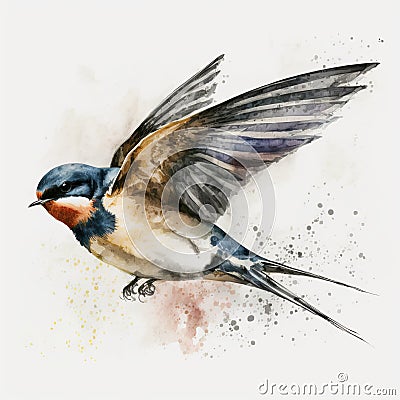 Drawing Swallow Paint Generative AI Stock Photo