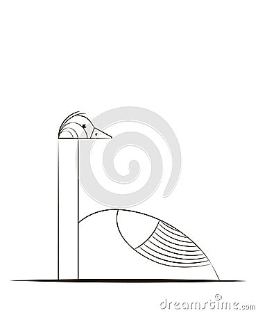 Drawing of a Swan ink Stock Photo