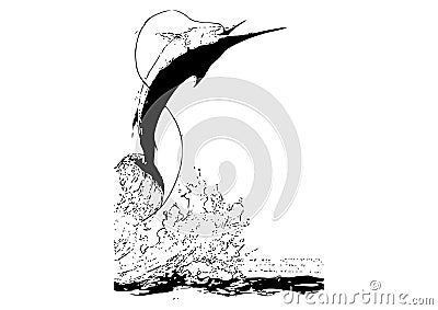 Drawing of Swordfish with white background Cartoon Illustration