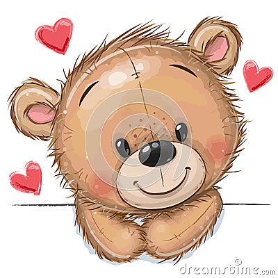 Drawing Teddy bear on a white background Vector Illustration