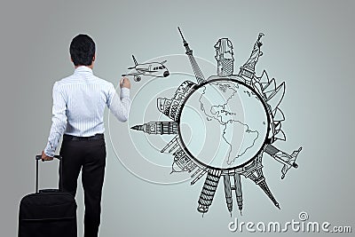 Drawing the travel. Editorial Stock Photo