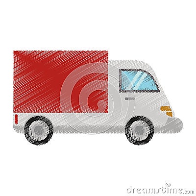 drawing truck delivery transport image Cartoon Illustration