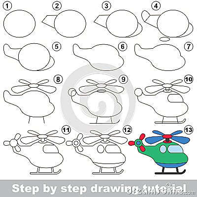 Drawing tutorial. Game for Copter. Vector Illustration