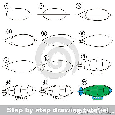 Drawing tutorial. Game for Zeppelin. Vector Illustration