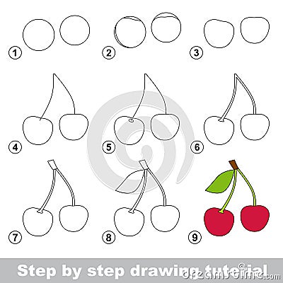 Drawing tutorial. How to draw a Cherry Vector Illustration