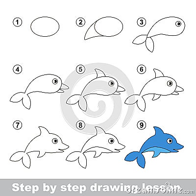 Drawing tutorial. How to draw a Dolphin Vector Illustration