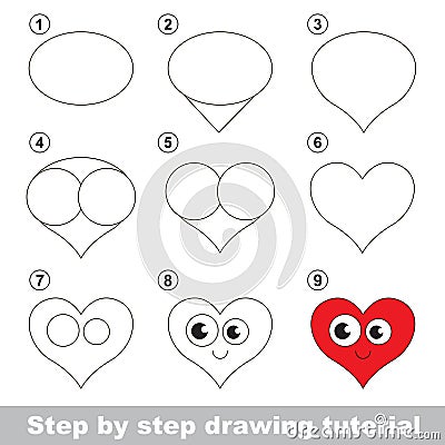 Drawing tutorial. How to draw a Heart Vector Illustration