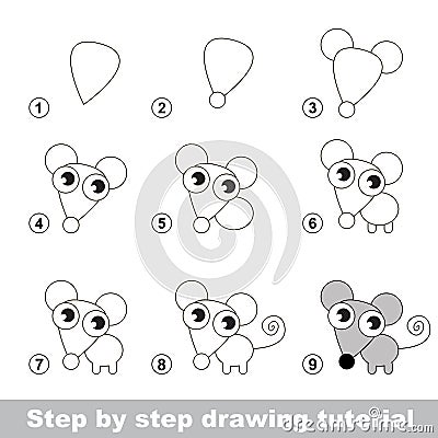 Drawing tutorial. How to draw a Little Mouse Vector Illustration