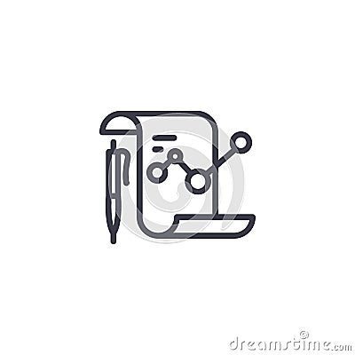 Drawing-up of a plan linear icon concept. Drawing-up of a plan line vector sign, symbol, illustration. Vector Illustration