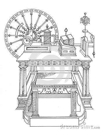 Drawing vintage machinery Stock Photo