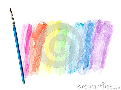 Drawing Watercolor and Paintbrush Stock Photo