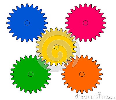 Drawing wheel gear. Vector Illustration