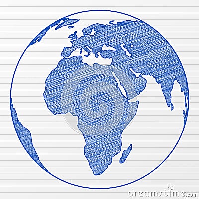 Drawing world globe 2 Vector Illustration