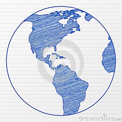 Drawing world globe 6 Vector Illustration