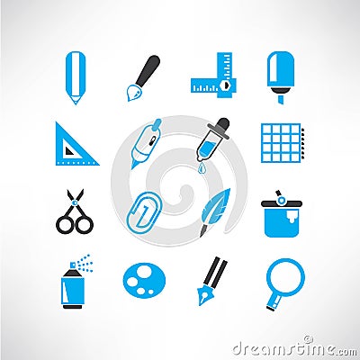 Drawing and writing tools icons Stock Photo