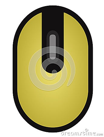 The drawing of a yellow computer mouse, a small hardware input device used by hand. Illustration, vector or cartoon. Vector Illustration