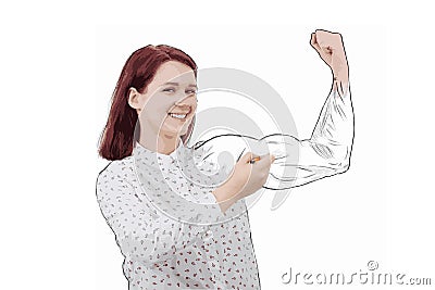 Drawing your muscles Stock Photo