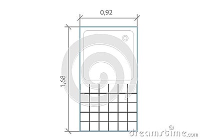 Drawings of AutoCAD blocks representing bathrooms Stock Photo