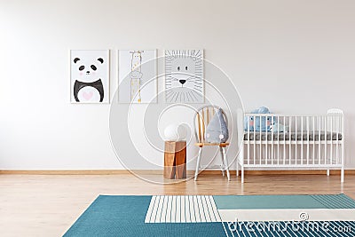 Drawings in bright child`s room Stock Photo