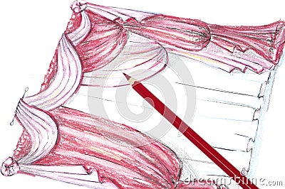 Drawings of drapery Stock Photo