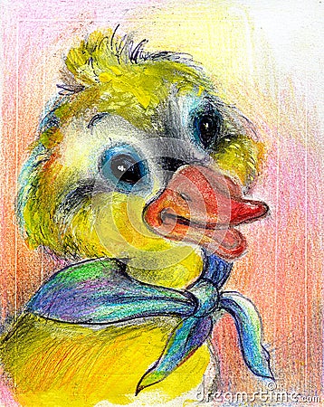 The drawn duckling Stock Photo