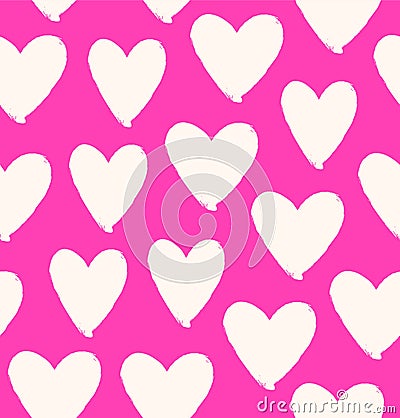 Drawn heart silhouettes on rose background Vector Illustration