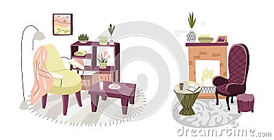 drawn image with accessories for living room Vector Illustration