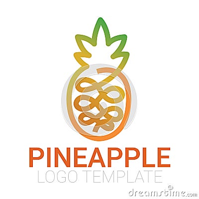 Drawn one line pineapple Vector Illustration