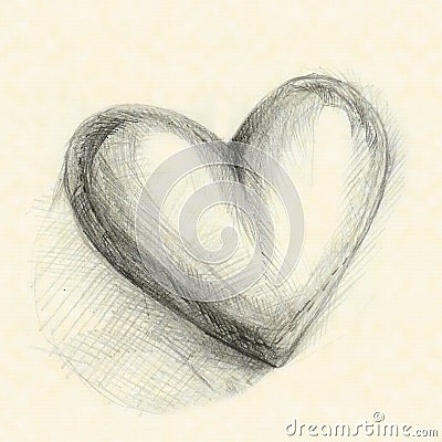 Drawn in pencil heart Stock Photo