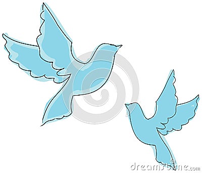 Drawn pigeons on white Vector Illustration