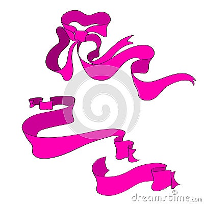 Drawn pink ribbons Vector Illustration