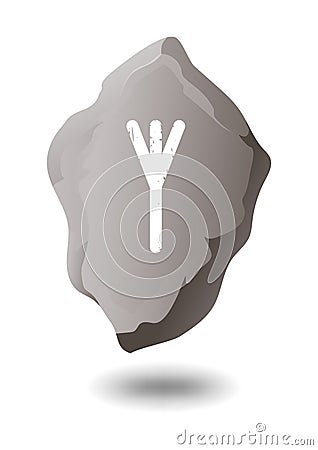 DRAWN RUNE ALGIZ ON A GRAY STONE Vector Illustration