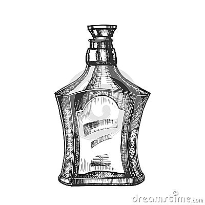Drawn Scotch Bottle With Style Cork Cap Vector Vector Illustration