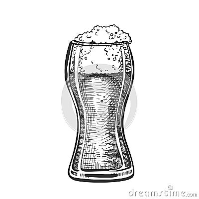 Drawn Standard Pub Glass With Foam Beer Vector Vector Illustration