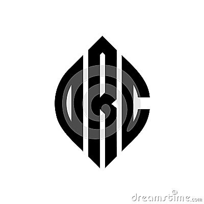 DRC circle letter logo design with circle and ellipse shape. DRC ellipse letters with typographic style. The three initials form a Vector Illustration