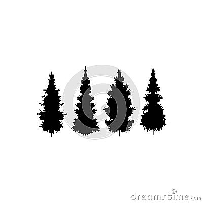 Set silhouette pine tree vector illustration Vector Illustration