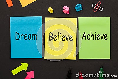 Dream Believe Achieve Stock Photo