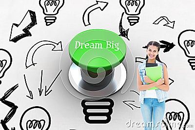 Dream big against digitally generated green push button Stock Photo