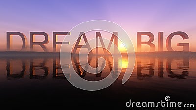 Dream Big On The Epic Lake Sunset Horizon Cartoon Illustration