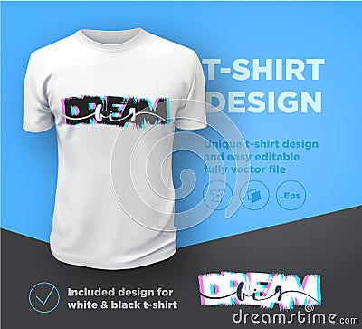 Dream big. Quote typographical print design template for t-shirt Cartoon Illustration