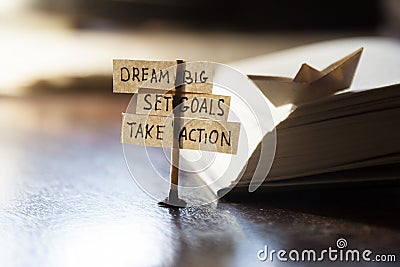 Dream Big, Set Goals, Take Action Stock Photo