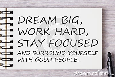 Dream big, work hard, stay focused and surround yourself with go Stock Photo